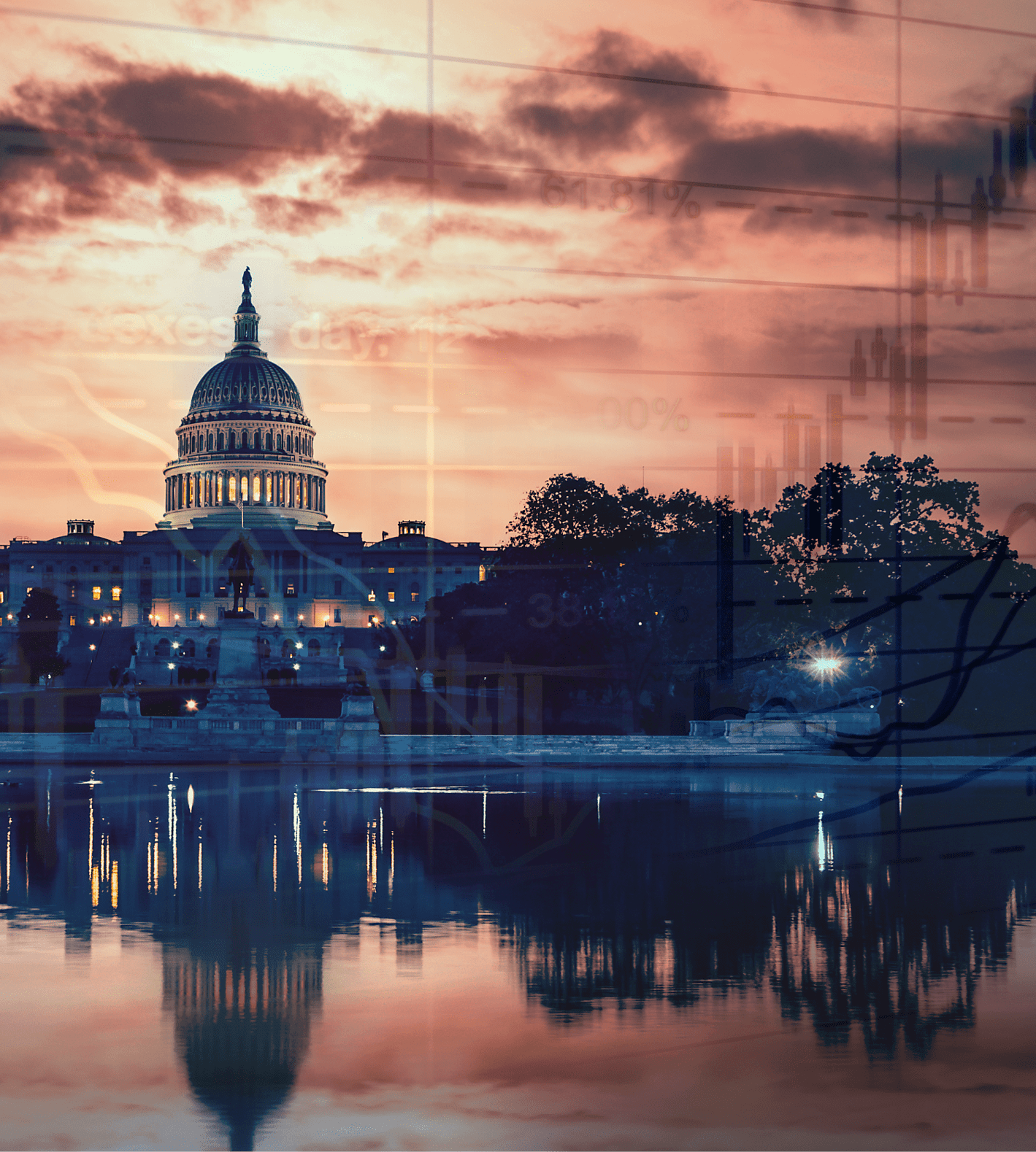 The Capitol building with charts overlaid