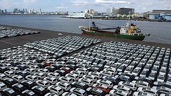 Imported cars in port