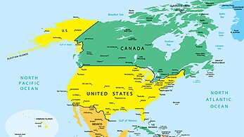 usa canada map