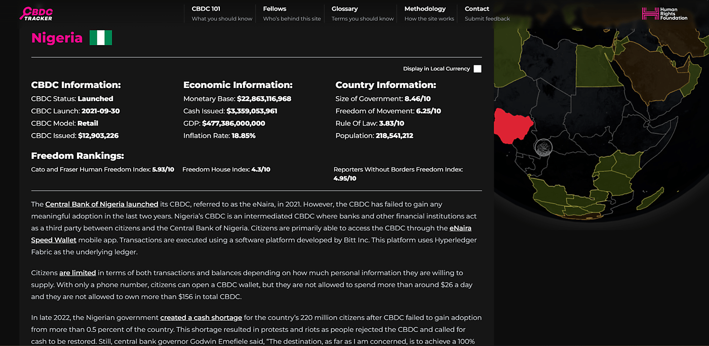CBDC Tracker dashboard