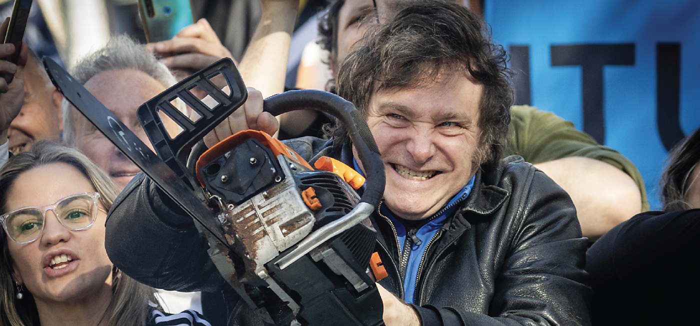 Free Society - Javier Milei with a Chainsaw